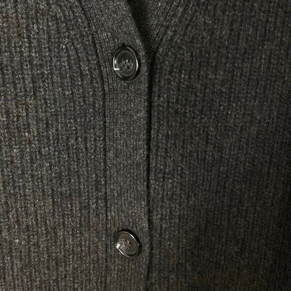 Nwot JENNI KAYNE Cardigan S Cashmere Grey”’Cocoon”Ribbed V Long-Sleeve Button-Up - Picture 7 of 11